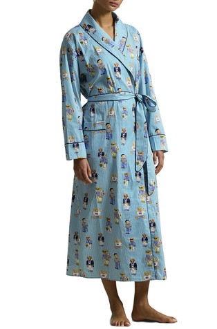 Polo Bear črtasta bombažna jutranja halja