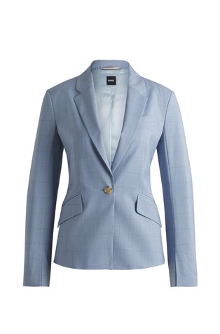 Slim fit blazer in checked virgin wool