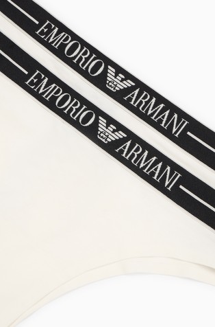 EMPORIO ARMANI Paket 2 brazilk iz organskega bombaža z logo pasom Bela - White 2