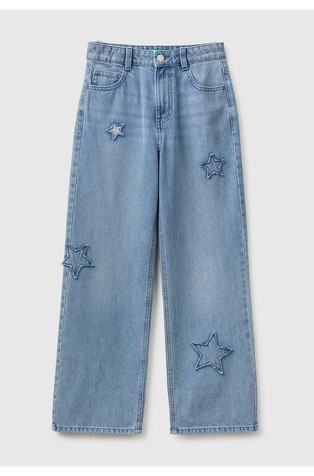 Straight jeans with star patches
