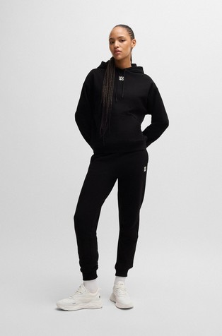 HUGO BOSS Bombažna trenirka z zloženim logotipom Črna - Black 3