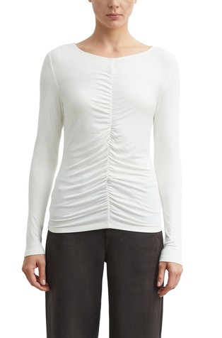 Viscose-blend shirt with gathering