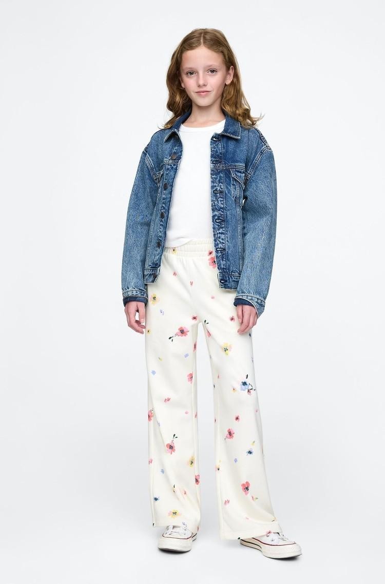 GAP Gap logo spodnji del trenirke za deklice Bela - Floral Print 
