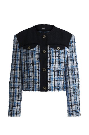 Tweed jacket with contrast panels and metall buttons