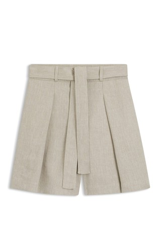 Relaxed fit kratko hlačno krilo iz lanene mešanice