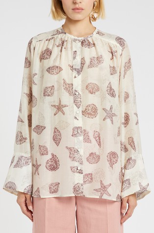 Vzorčasta bluza iz bombaža in svile