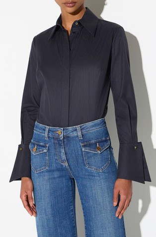 Cotton striped shirt with back print