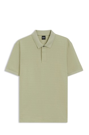 Geometric-jacquard polo shirt in cotton