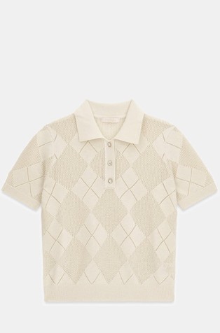 Pletena polo majica z luknjičastim vzorcem