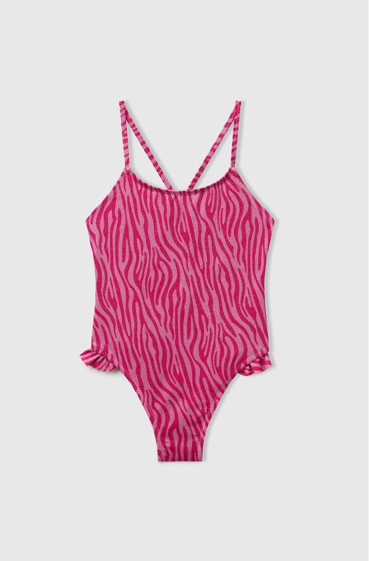 BENETTON One-piece swimsuit with animal print Fuchsia 