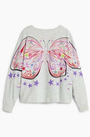 DESIGUAL Oversized pulover s potiskom metulja Siva - Light Gray 5