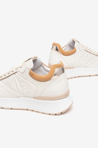 NEROGIARDINI Usnjene superge Bela - White/Beige 4