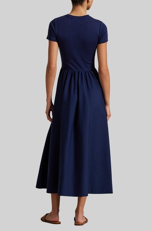 RALPH LAUREN Bombažna obleka s kratkimi rokavi Modra - Newport Navy 2