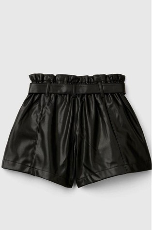 BENETTON Kratke hlače iz umetnega usnja Črna - Black 2