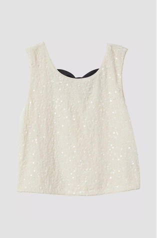 Lined top with sequins and contrast bow