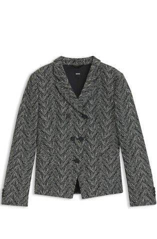 Regular fit tvidast suknjič z vzorcem ribje kosti