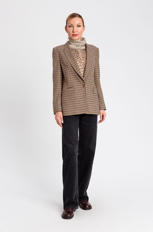 Wool blend chequered blazer