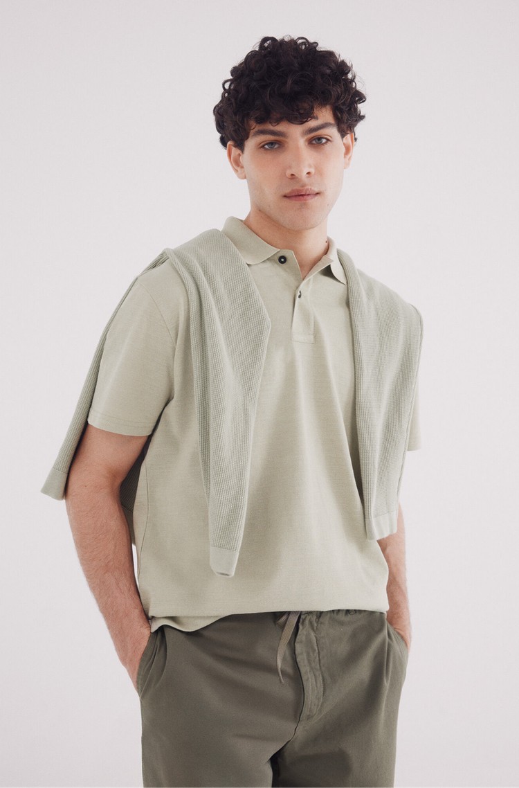 SPRINGFIELD Regular fit piké polo majica s kratkimi rokavi Zelena - Light Green 