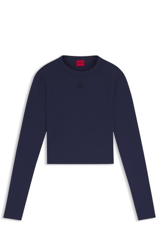 Slim fit majica z dolgimi rokavi iz bombažne mešanice