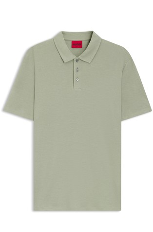 Slim fit polo majica s kratkimi rokavi iz liocela in lana