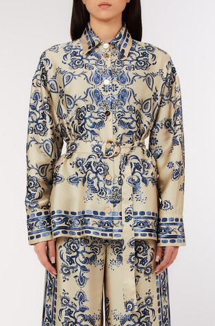 Foulard print shirt with belt