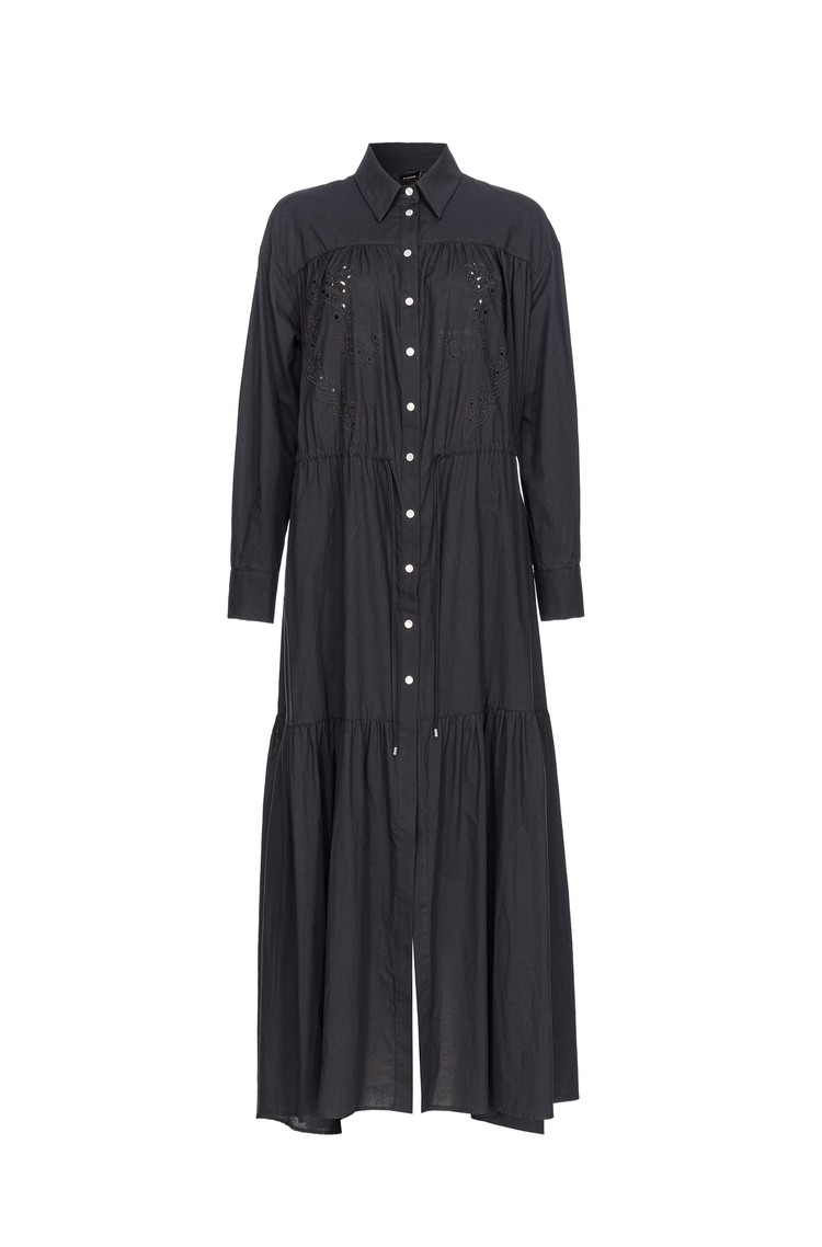 PINKO Long shirt dress with flounces Black 
