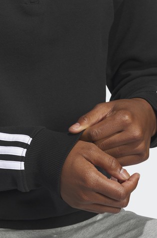 ADIDAS Essentials 3-Stripes pulover z delno zadrgo Črna - Black 4