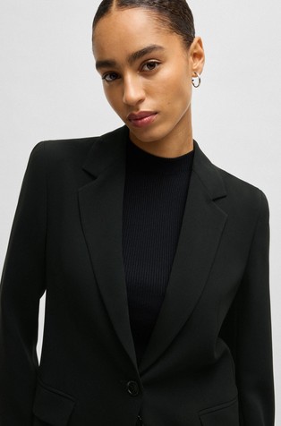 HUGO BOSS Regular-fit jacket in crepe Black 3