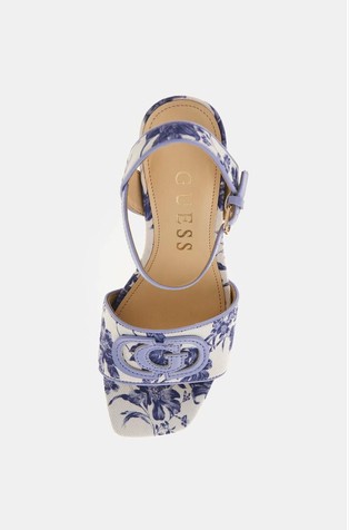 GUESS Ganika canvas and leather-blend sandal Blue / White 4