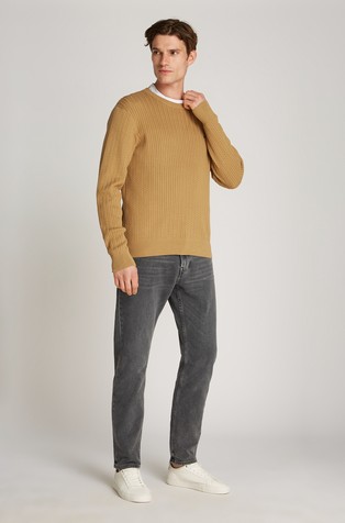 TOMMY HILFIGER Pleten pulover z vzorcem ribje kosti Rjava - Brown 3
