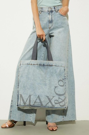 MAX&amp;CO Re-Edit široke jeans hlače in ujemajoča shopper torba Modra - Light Blue 2