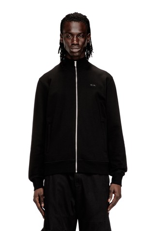 Zipped sweatshirt with metal Diesel plaque
