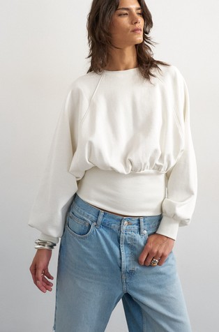 TSREGA cinch waist balloon sweatshirt