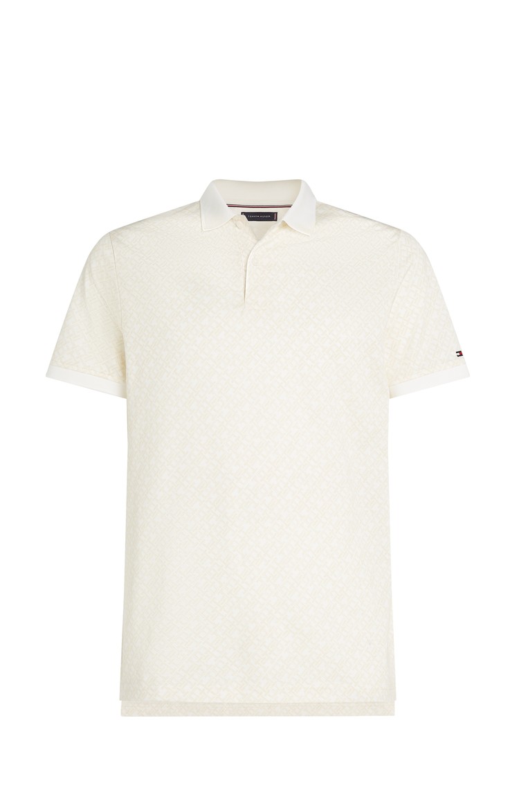 TOMMY HILFIGER Regular fit polo majica z vzorcem TH monogramov Bela - Cream 