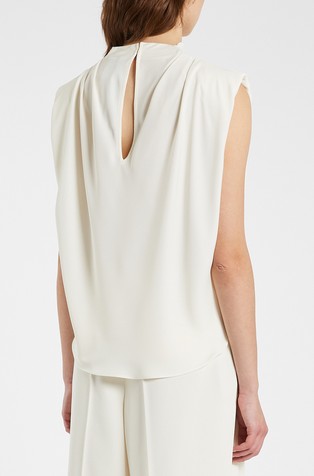 MARELLA Bluza brez rokavov iz reciklirane satenaste tkanine Bela - Wool White 2