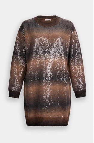 Knit short dress with sequins
