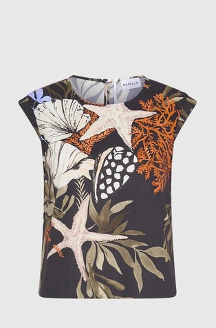 Majica iz raztegljivega bombaža z morskimi vzorci