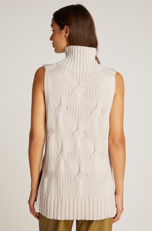 CALVIN KLEIN Cable Knit Long Sweater Vest Beige 2