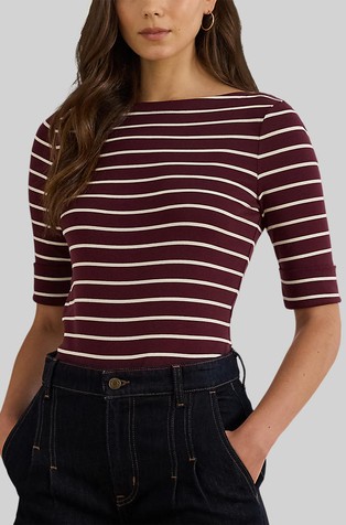 Črtasta majica iz raztegljivega bombaža