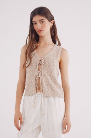 SPRINGFIELD Wide striped pants with drawstring White / Beige 4