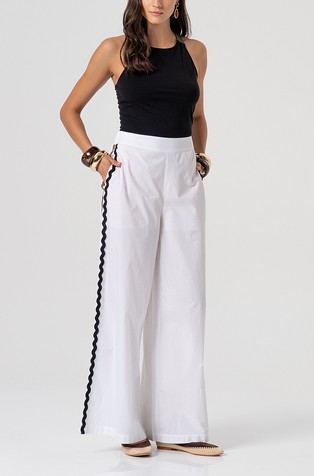 Bombažne palazzo hlače s kontrastnimi črtami