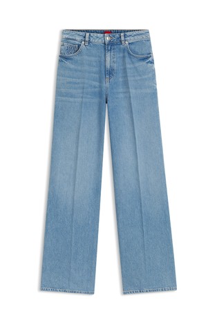 Široke jeans hlače z visokim pasom