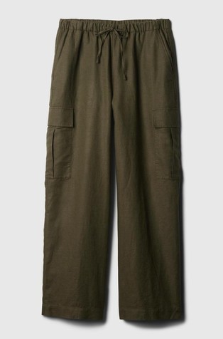 GAP Linen-Cotton Pull-On Cargo Pants Olive Night 7