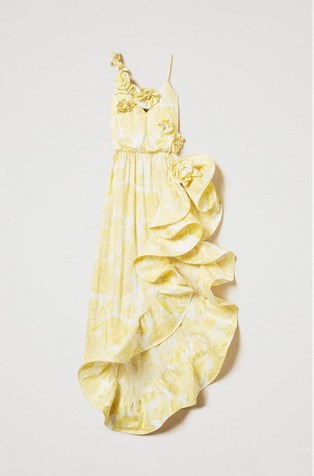 Actitude x MYFO dress with appliquéd roses and flounces