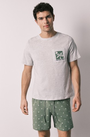 Bombažna pižama s kratkimi rokavi