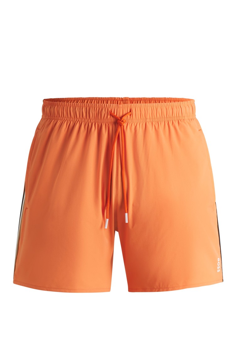 HUGO BOSS Kopalke z logotipom in črtastim detajlom Oranžna - Orange 