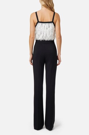 ELISABETTA FRANCHI Kombinezon iz krep tkanine z naramnicami Večbarvna - Ivory / Black 2
