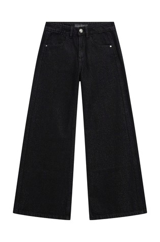 Široke jeans hlače z lureks vlakni