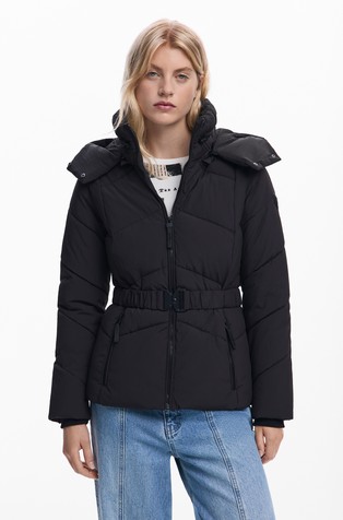 Belted padded jacket
