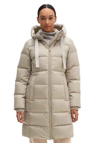 Water-Repellent Quilted Down Coat with Hood